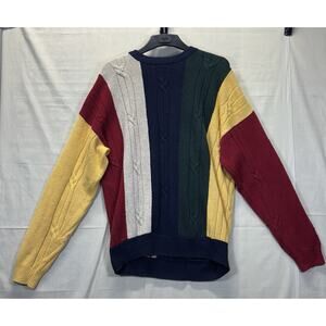 Nautica Vertical Colorblock Sweater Vintage Striped Crewneck Men Size XL/TG